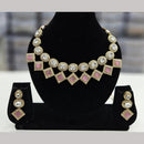 FS Collection Elegant Gold Plated  Pota Stones Perfect for Weddings, Festivals Necklace Set