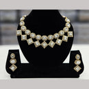 FS Collection Elegant Gold Plated  Pota Stones Perfect for Weddings, Festivals Necklace Set