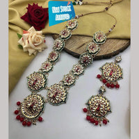 FS Collection Gold Plated Kundan And Meenakari Long Necklace Set