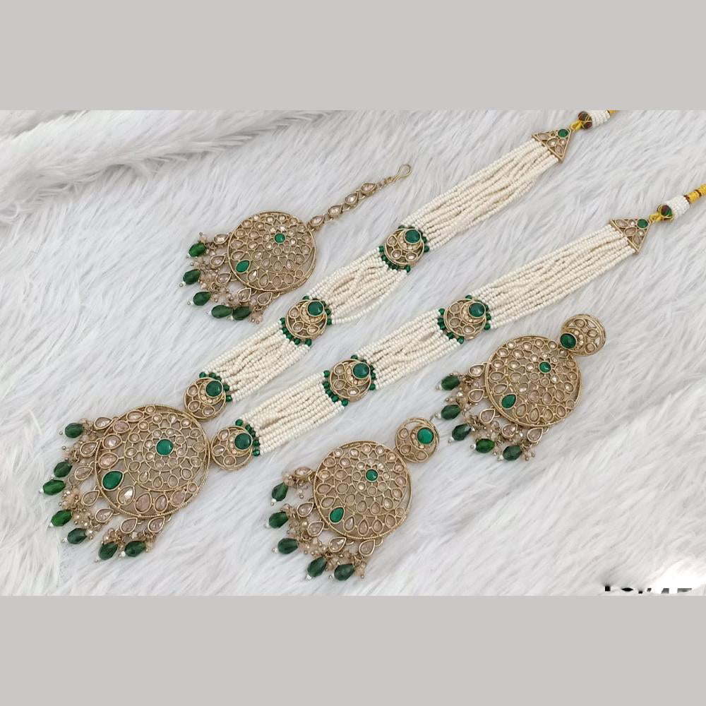 FS Collection Gold Plated Pota Stone And Beads Necklace Set