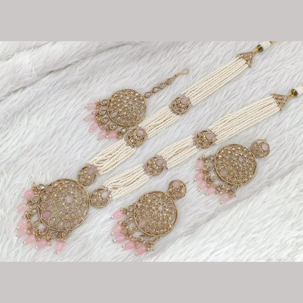 FS Collection Gold Plated Pota Stone And Beads Necklace Set
