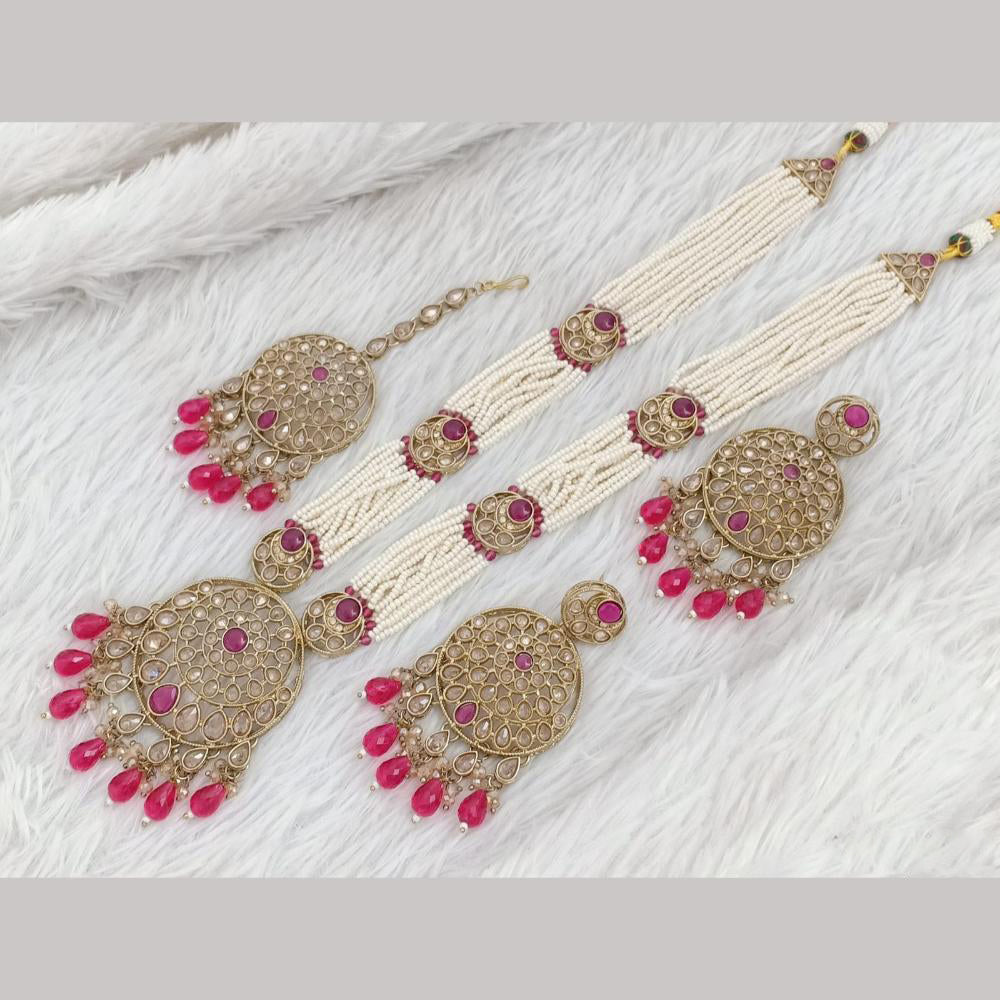 FS Collection Gold Plated Pota Stone And Beads Necklace Set