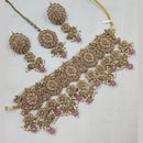 FS Collection Gold Plated Crystal Stone Choker Necklace Set