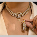 FS Collection Premium Gold Plated American Diamond Necklace Set
