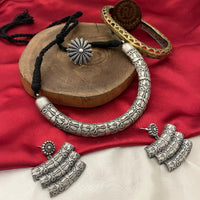 FS Collection Oxidised Plated Necklace Set