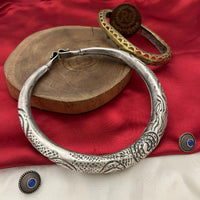 FS Collection Oxidised Plated Pota STone Necklace Set