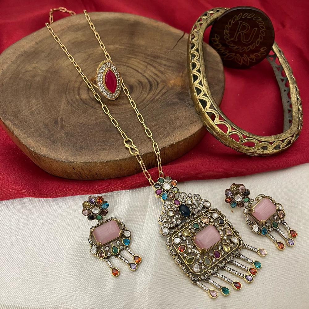 FS Collection Pota Stone Long Necklace Set