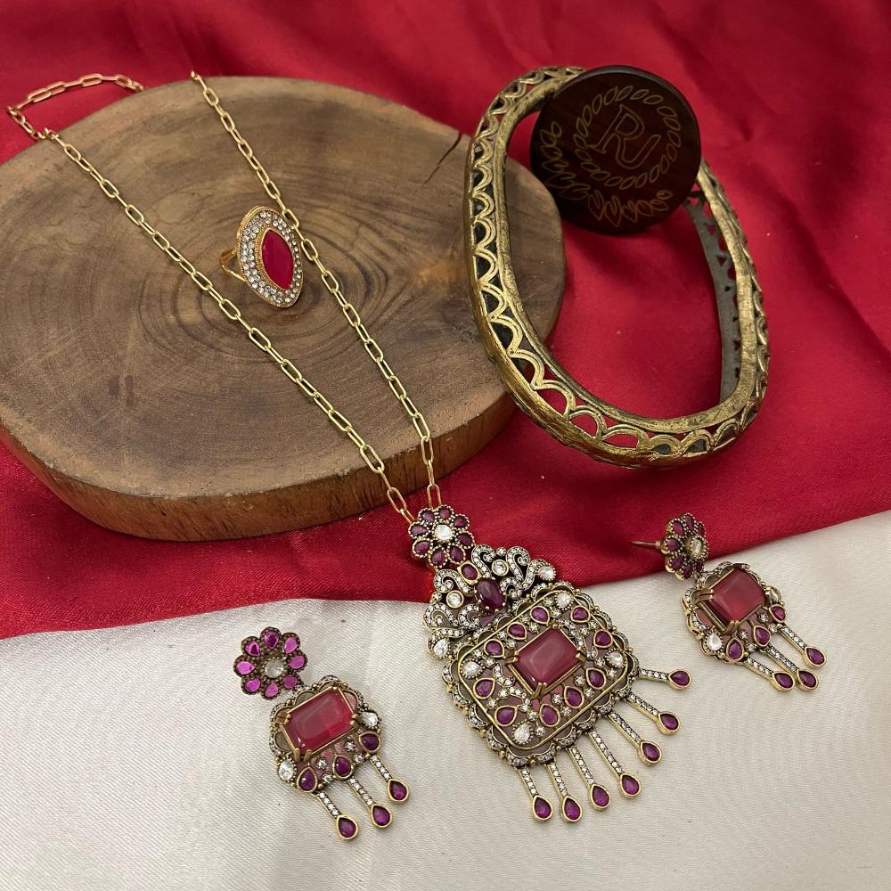 FS Collection Pota Stone Long Necklace Set