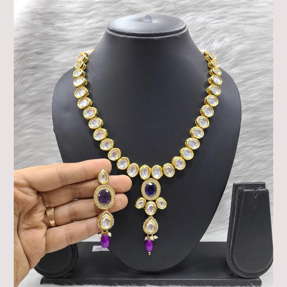 FS Collection Gold Plated Bridal-Inspired Kundan Necklace Set