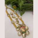 FS Collection Regal Gold Plated  with Elegant Mother of Pearl Touch Long Necklace Set