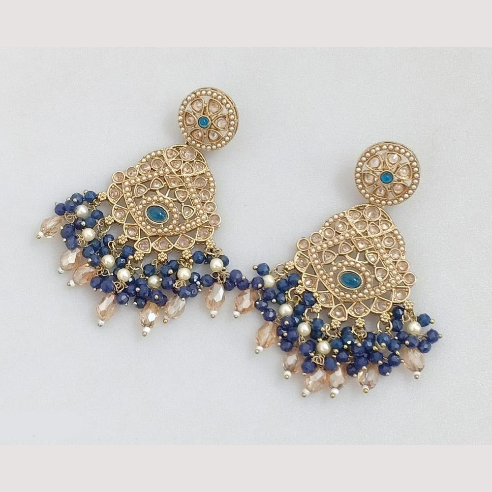 FS Collection Gold Plated Crystal Stone And Beads Dangler Earrings