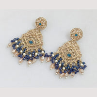 FS Collection Gold Plated Crystal Stone And Beads Dangler Earrings