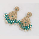 FS Collection Gold Plated Crystal Stone And Beads Dangler Earrings