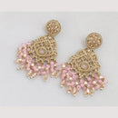 FS Collection Gold Plated Crystal Stone And Beads Dangler Earrings