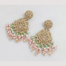 FS Collection Gold Plated Crystal Stone And Beads Dangler Earrings