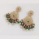 FS Collection Gold Plated Crystal Stone And Beads Dangler Earrings