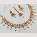 FS Collection Gold Plated Crystal Stone And Beads Necklace Set