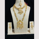 FS Collection Gold Finish Pota And Pearl Traditional Meenakari Double Necklace Set
