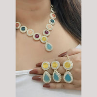 FS Collection Traditional Gold Plated Pota and Austrian Stones Necklace Set