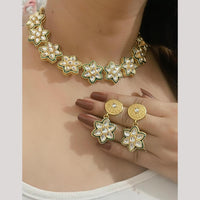 FS Collection Gold Plated Kundan Necklace Set