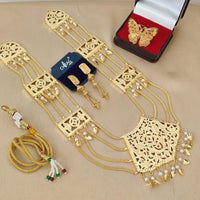 FS Collection Gold Plated Pearl Necklace Set With Ring