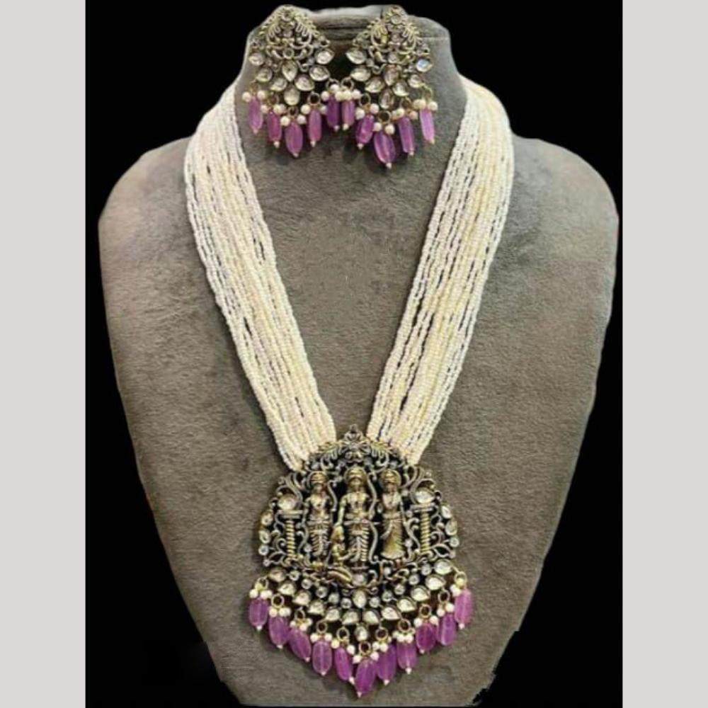 FS Collection Traditional Temple Design Necklace Set with Beads