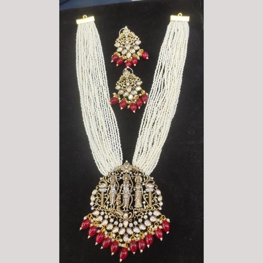 FS Collection Traditional Temple Design Necklace Set with Beads