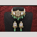 FS Collection Royal Gold Plated Kundan & Pearl Choker Necklace Set