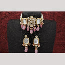 FS Collection Royal Gold Plated Kundan & Pearl Choker Necklace Set