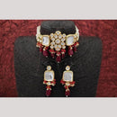 FS Collection Royal Gold Plated Kundan & Pearl Choker Necklace Set