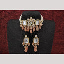FS Collection Royal Gold Plated Kundan & Pearl Choker Necklace Set