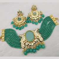 FS Collection Gold Plated Pota Stone And Beads Choker Necklace Set