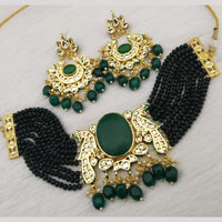 FS Collection Gold Plated Pota Stone And Beads Choker Necklace Set