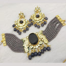 FS Collection Gold Plated Pota Stone And Beads Choker Necklace Set