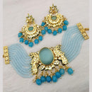 FS Collection Gold Plated Pota Stone And Beads Choker Necklace Set