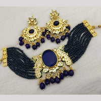 FS Collection Gold Plated Pota Stone And Beads Choker Necklace Set