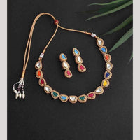 FS Collection Gold Plated Kundan Necklace Set