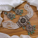 FS Collection Royal Gold Plated Kundan & Pearl Choker Necklace Set