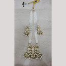 FS Collection Gold Plated Kundan & Pearl Long Necklace Set