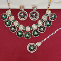 FS Collection Gold Finish Pota And Meenakari Necklace Set