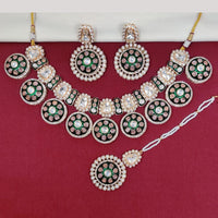 FS Collection Gold Finish Pota And Meenakari Necklace Set