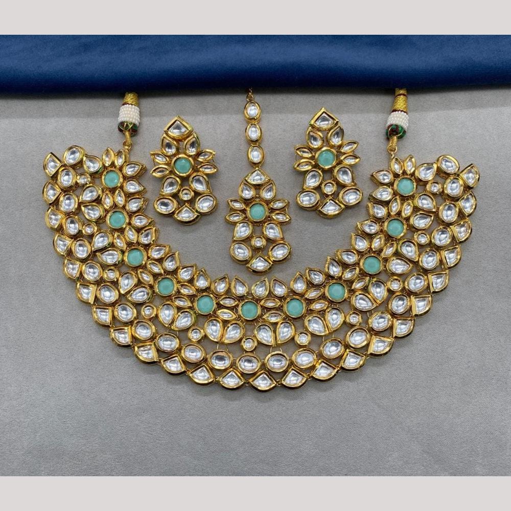 FS Collection Gold Plated Kundan Necklace Set