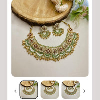 FS Collection Gold Plated Pota Stone And Beads Necklace Set