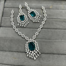 FS Collection Silver Plated Sparkling American Diamond Necklace Set