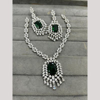 FS Collection Silver Plated Sparkling American Diamond Necklace Set