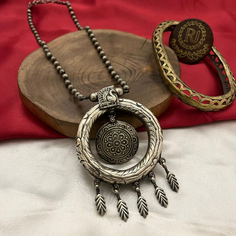 FS Collection Oxidized Plated Long Necklace