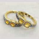 FS Collection Gold Plated Pota Stone And Austrian Stone Openable Bangles Set