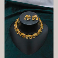 FS Collection Gold Plated Pota Stone Choker Necklace Set