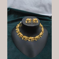 FS Collection Gold Plated Pota Stone Choker Necklace Set