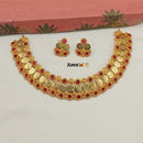 FS Collection Luxurious Gold Plated Pota Temple Choker Necklace Set